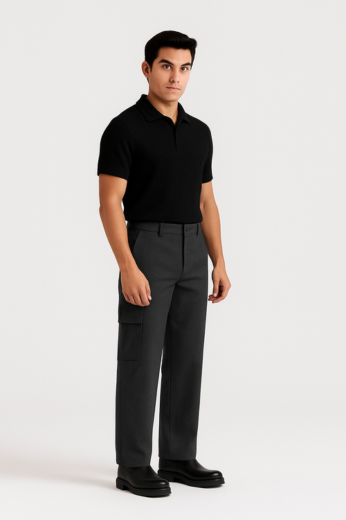 Black Knitted Polo | Luxe De Elegance