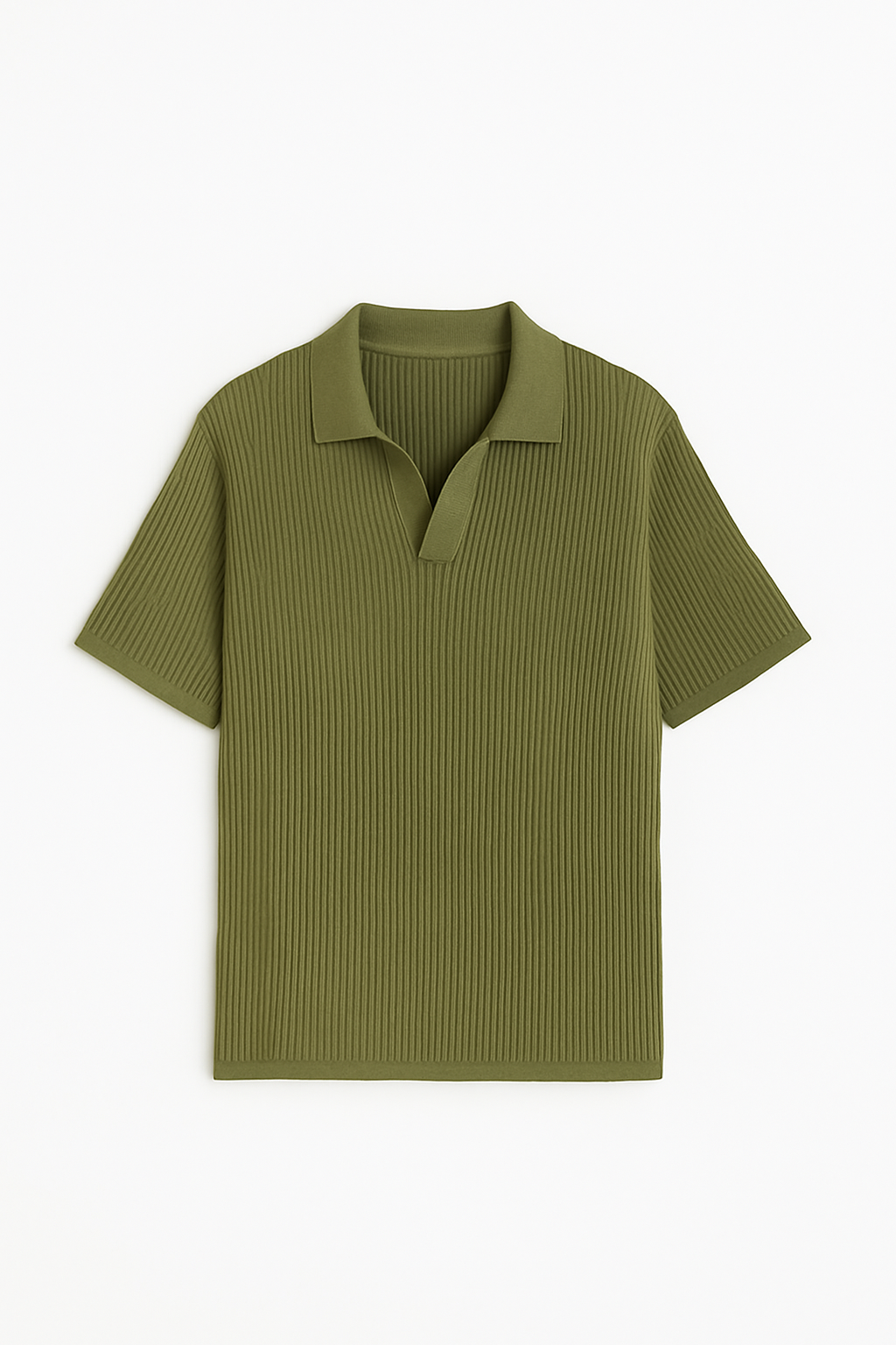 Olive Green Knitted Polo | Luxe De Elegance