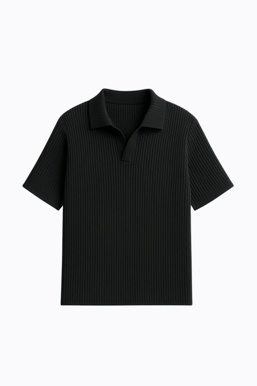 Black Knitted Polo | Luxe De Elegance