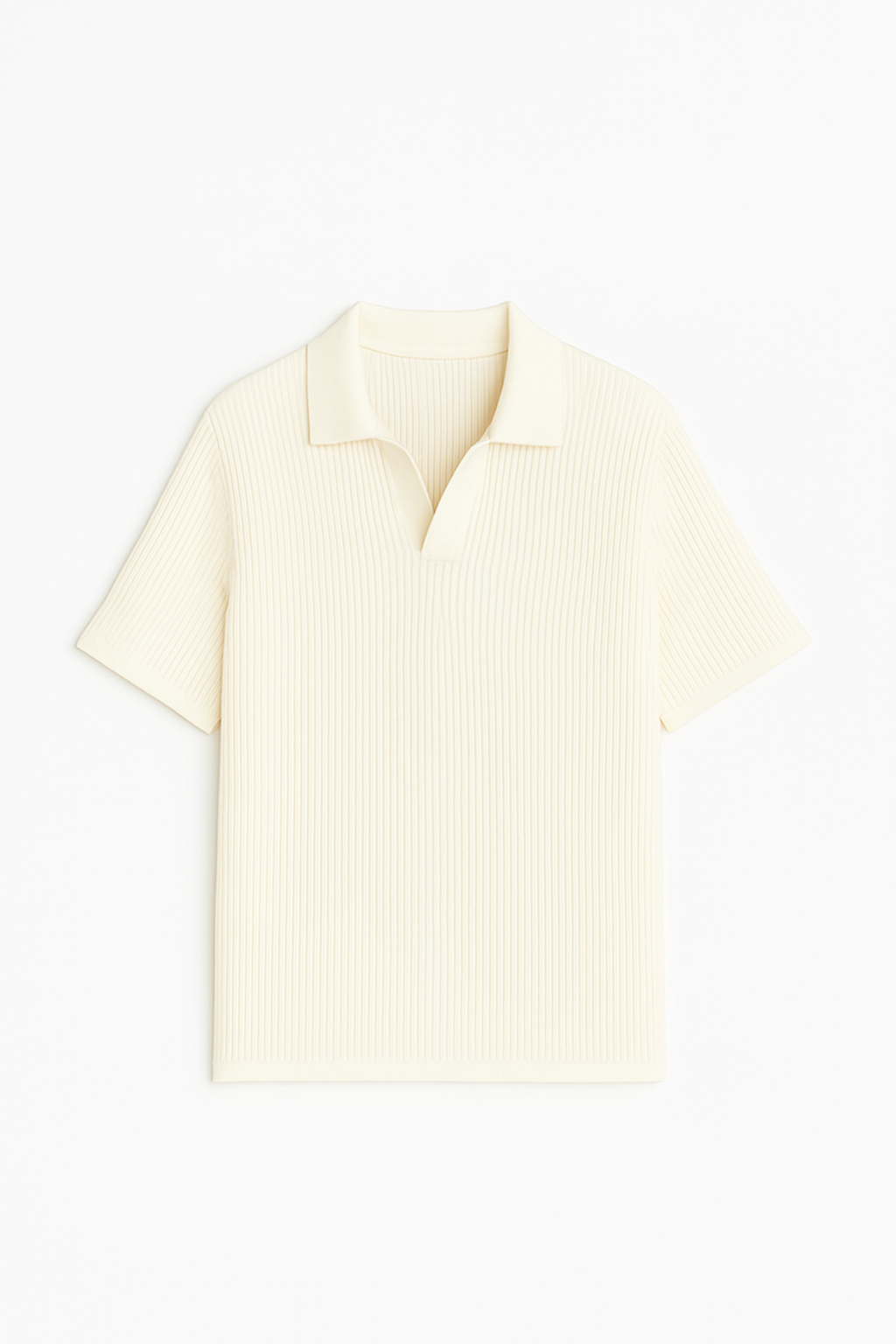 Off White/Beige Knitted Polo | Luxe De Elegance
